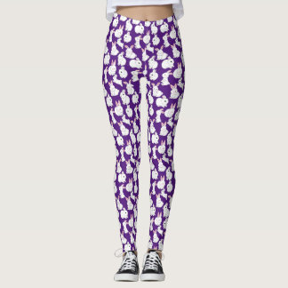 Leggings Conejos blancos patrón 01.bw D-Púrpura