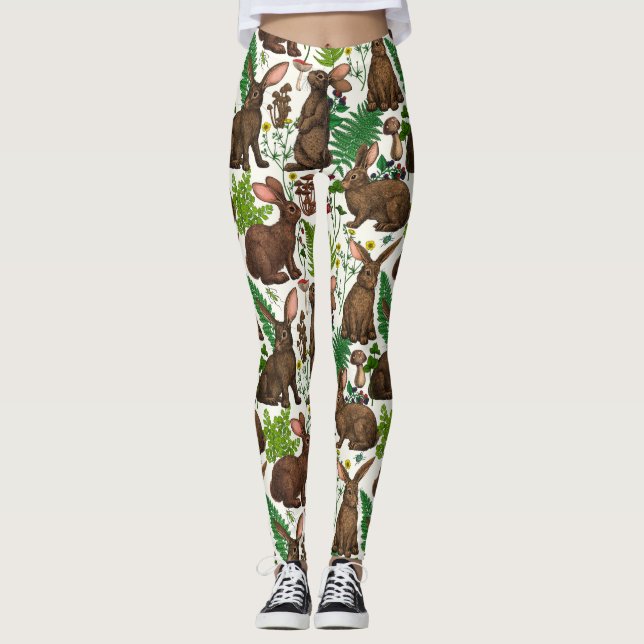 Leggings Conejos y flora de los bosques 4 (Anverso)
