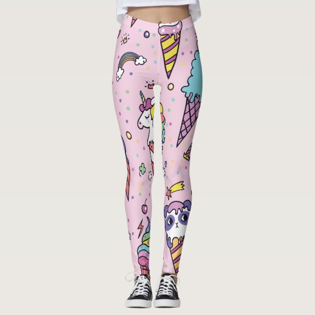 Leggings Cones de crema de hielo de animales (Anverso)