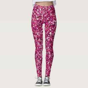Leggings Confeti del purpurina/impresión rosados del