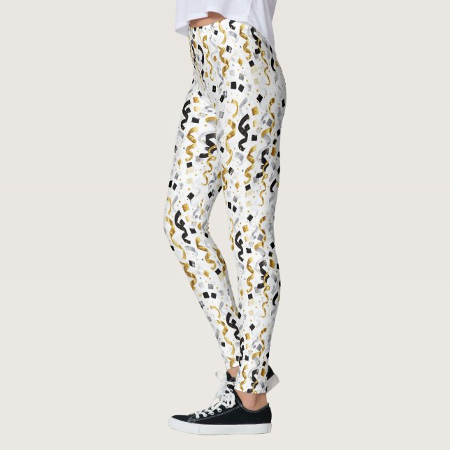 Leggings Confeti negro dorado de Año Nuevo   (Izquierda)