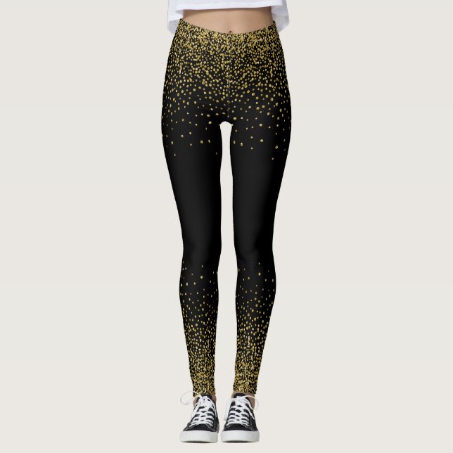 Leggings Confetti de oro en negro (Anverso)