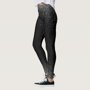 Leggings Confetti gris plateado sobre negro