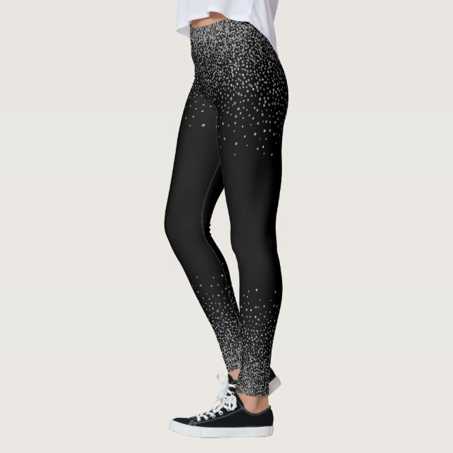 Leggings Confetti gris plateado sobre negro (Izquierda)