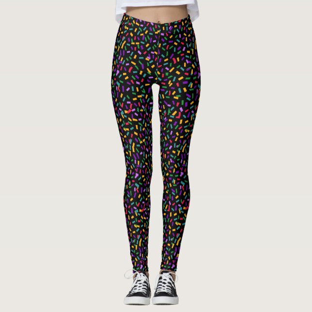 Leggings confetti molticoloreado sobre mardi gras negras (Anverso)