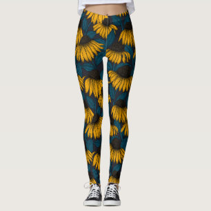 Leggings Confluencias amarillas en azul oscuro