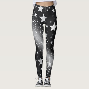 Leggings Conforto Celestial: Brillos Blancos y Estrellas