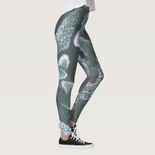 Leggings Congelación de hierba de la planta de hojas verdes