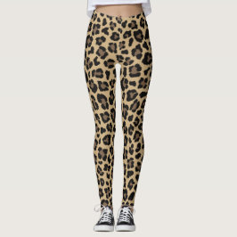 Leggings conjunto de caída de impresión de leopardo marrón