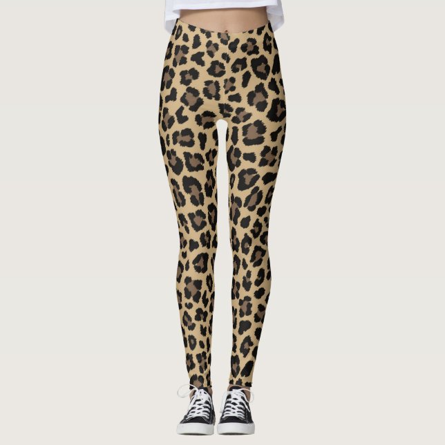 Leggings conjunto de caída de impresión de leopardo marrón (Anverso)