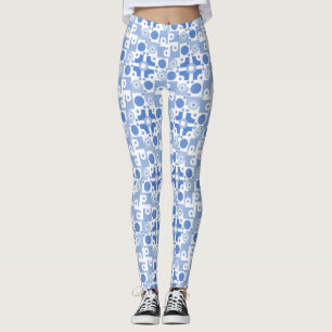 Leggings Conjunto de circuitos azul y blanco moderno