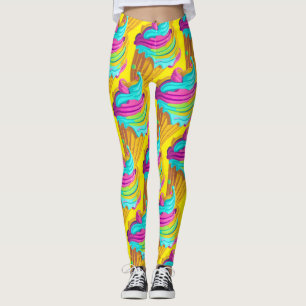 Leggings Conos de helado de arcoíris amarillo rosa genial d