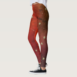 Leggings Constelación de galaxia oscura de oro falso rojo