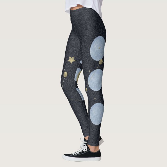 Leggings Constelación de la luna Patrón de yoga azul Legado (Izquierda)