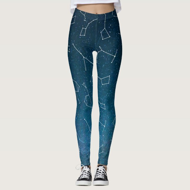 Leggings Constelaciones de estrellas del cielo nocturno (Anverso)