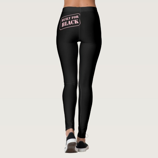 Leggings Construido para piernas negras rosadas sobre negra (Reverso)