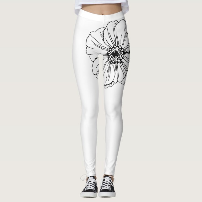 Leggings Contorno de flores y piernas blancas (Anverso)