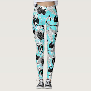 Leggings Contour Hawaii Lily tropical y Protea Floral