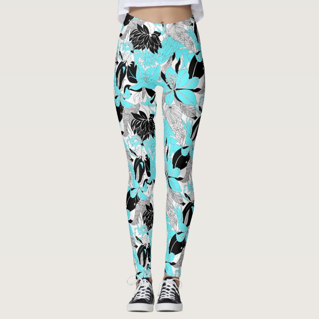 Leggings Contour Hawaii Lily tropical y Protea Floral (Anverso)