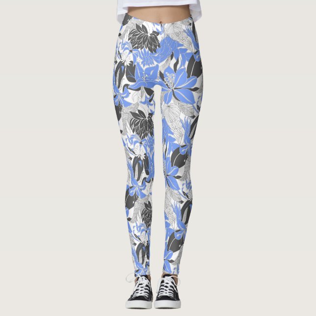 Leggings Contour Hawaii Lily tropical y Protea Floral (Anverso)