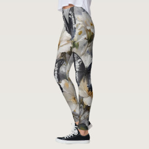 Leggings "Contraste Elegante: Mariposas Negras Y Blancas