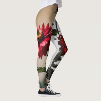 Leggings "Contraste en la flor: negra y roja"