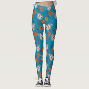 Leggings Cookies, bollos: patrón de fondo azul