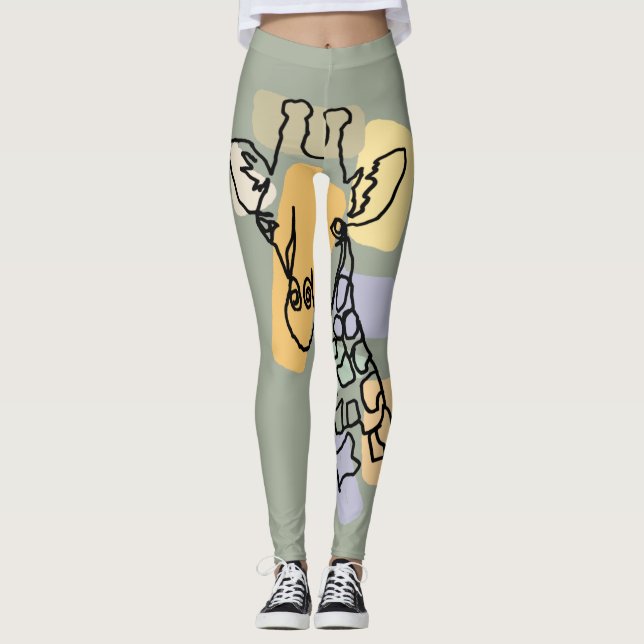 Leggings Cool Giraffe Abstract Line Art (Anverso)