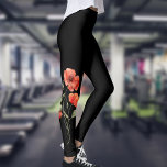 Leggings Copias de color de agua en negro<br><div class="desc">Elegantes leggantas negras con cachorros de acuarela roja en ambas piernas exteriores</div>