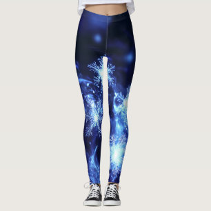Leggings Copo de Nieve Azul Brillo Invernal