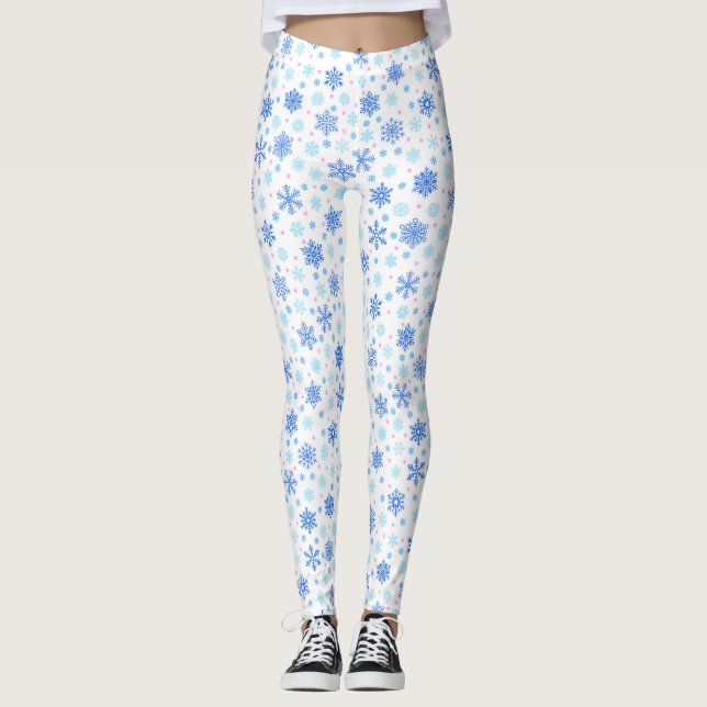 Leggings Copo de nieve Pastel blanco Bebé azul Elegante Mod (Anverso)