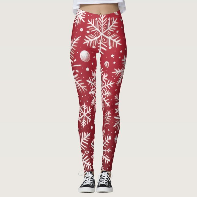 Leggings Copos de Navidad caprichosos Patrón de Navidad  (Anverso)