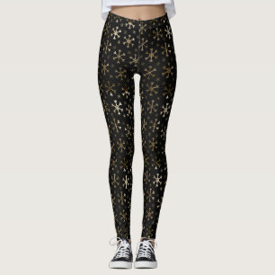 Leggings Copos de Navidad de metal negro y dorado