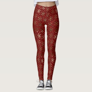 Leggings Copos de Navidad de metal rojo y dorado