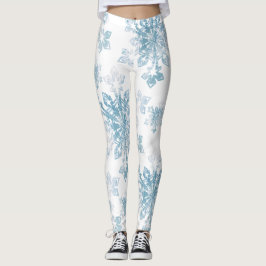 Leggings Copos de nieve azules de la acuarela