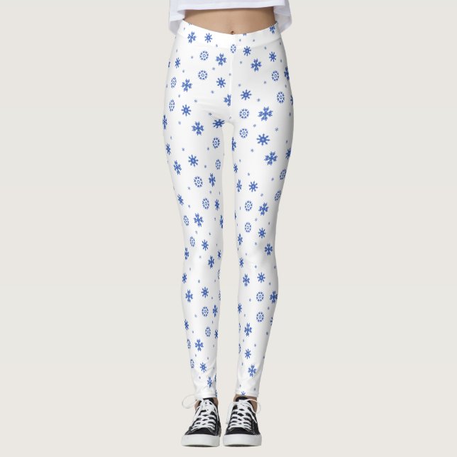 Leggings Copos de nieve azules por todas las piernas de imp (Anverso)