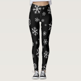 Leggings Copos de nieve blancos en negro
