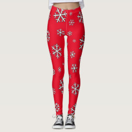 Leggings Copos de nieve blancos en rojo