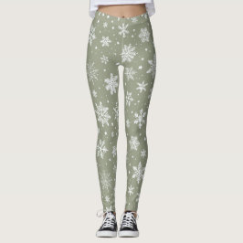 Leggings Copos de nieve blancos y verdes