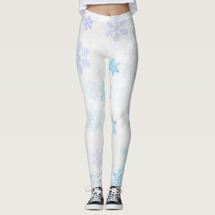 Leggings Copos de nieve coloridos en blanco