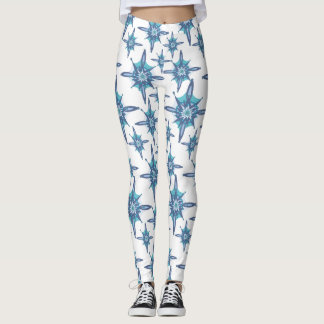 Leggings copos de nieve de invierno azul