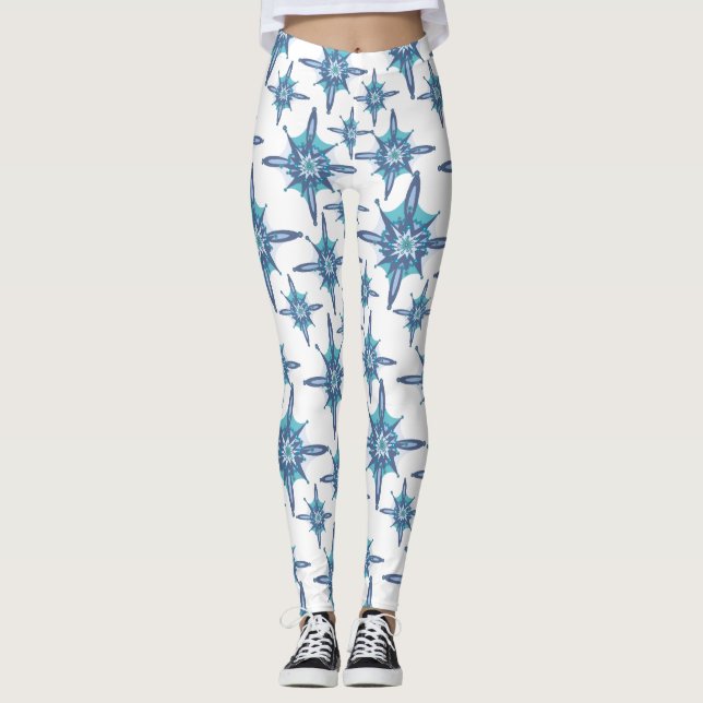 Leggings copos de nieve de invierno azul (Anverso)