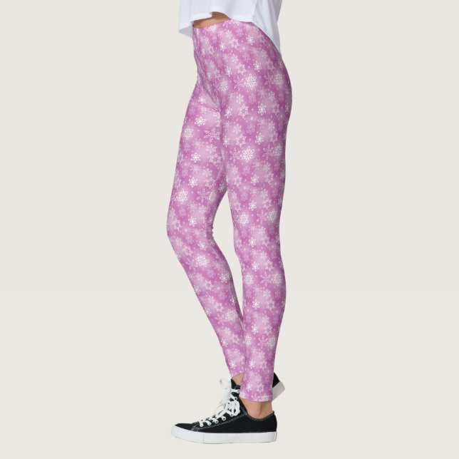 Leggings Copos De Nieve De Invierno En Rosa (Izquierda)
