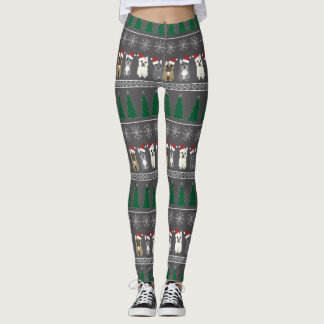 Leggings Copos de nieve de Navidad, perro de Santa, árbol