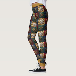 Leggings Copos de nieve de oro en imagen de terciopelo
