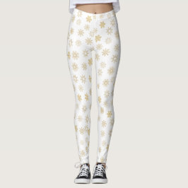 Leggings Copos de nieve de oro Purpurinoso