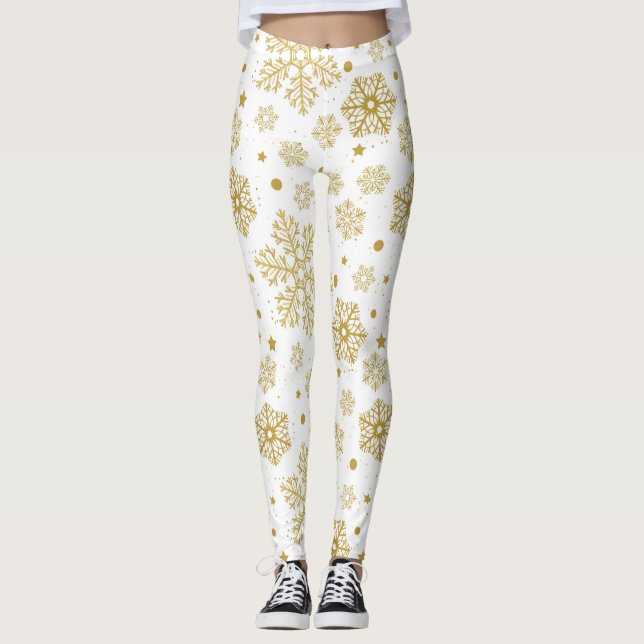 Leggings Copos de nieve dorados (Anverso)