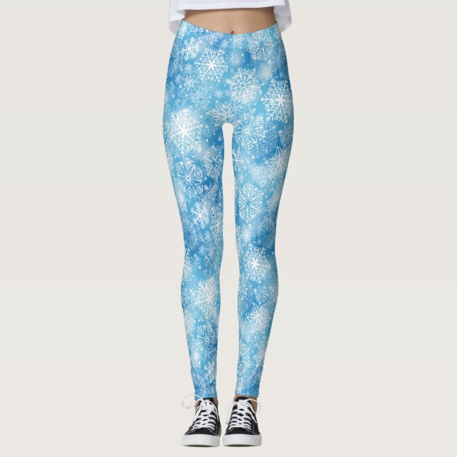 Leggings Copos de nieve en azul (Anverso)