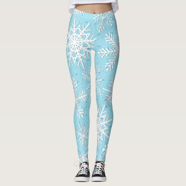 Leggings Copos de nieve en azul (Anverso)