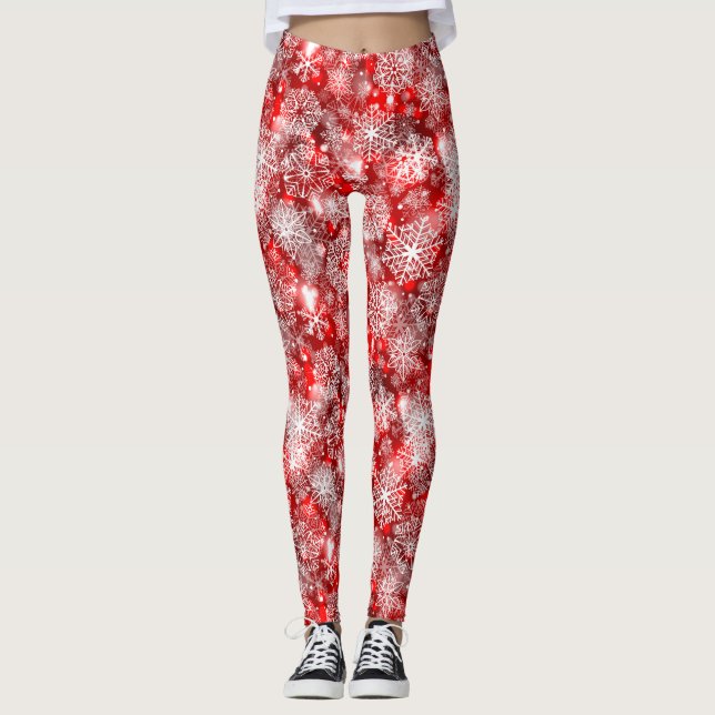 Leggings Copos de nieve en rojo (Anverso)